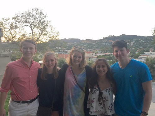 West Side Story staffers who attended NSPAs journalism convention in L.A. (left to right): Business Editor Charlie Code 17, Online Copy Editor Fenna Semken 18, Copy and Entertainment Editor Isabelle Robles 17, News Editor Nina Elkadi 18 and Sports Editor Aaron Carter 16.