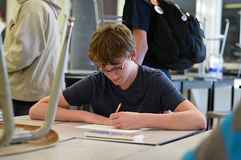 Gleason sketches in art club.