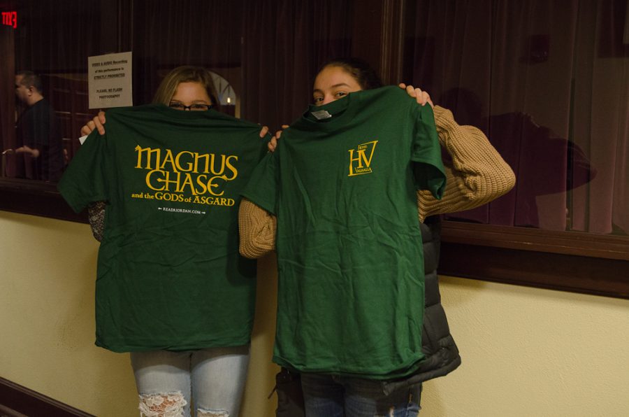 Students Ellie Brown ´19 and Madeleine Roberts-Ganim ´19 attended the event together. ¨I fell in love with [Percy Jackson] at a very young age, probably third or fourth grade," Roberts-Ganim said.