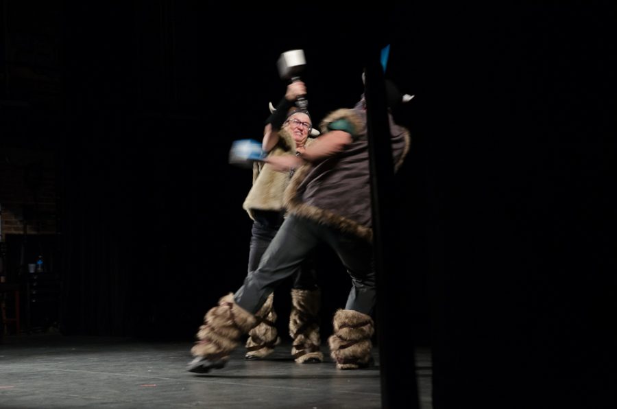 A viking performance warmed up the audience before Riordan set the stage.