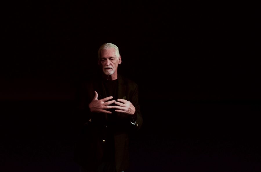 Ehrmann speaks to the audience at the Englert Theatre.