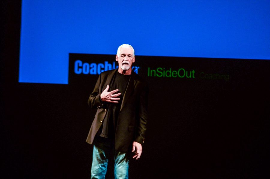 Ehrmann speaks to the audience at the Englert Theatre.