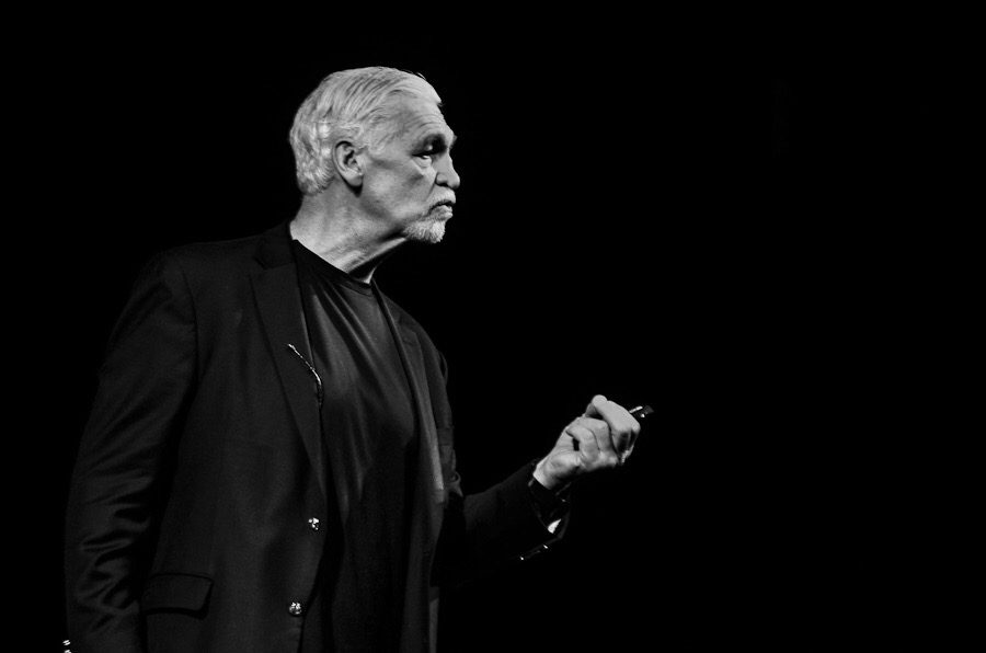 Ehrmann speaks to the audience at the Englert Theatre.