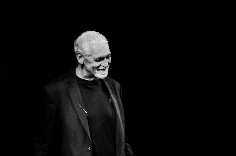 Joe Ehrmann speaks to the audience at the Englert Theatre on Sept. 28.