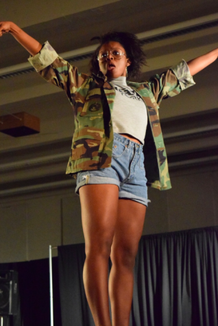 De'Ja Bunyan '17 struts on the stage to Beyoncé's "Formation."