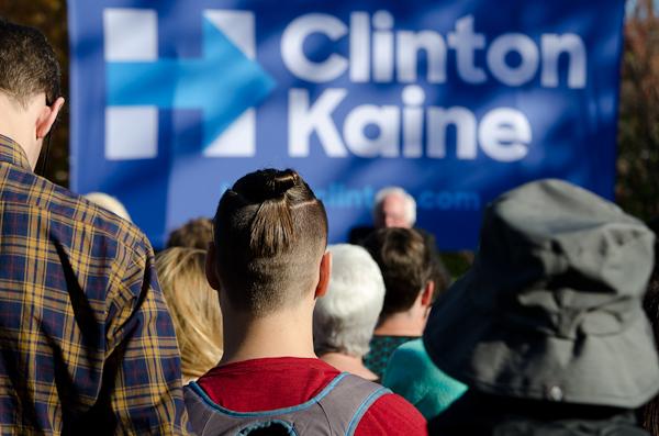 High school and college students attend Sen. Sanders' event at College Green Park.