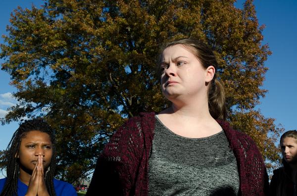 Katherine Toft '17 stands before the crowd.