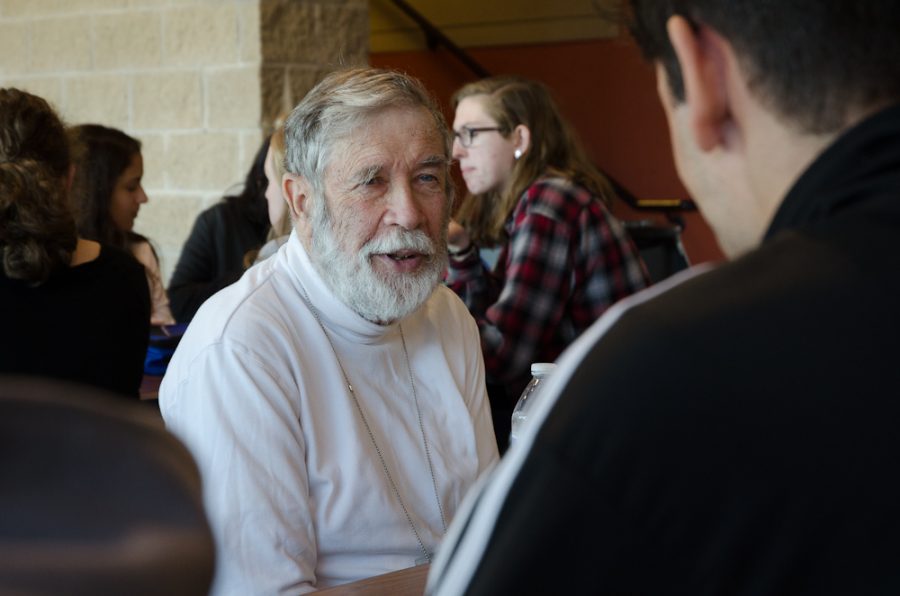 Listening to students, Frieder is open to questions regarding his experiences throughout life.