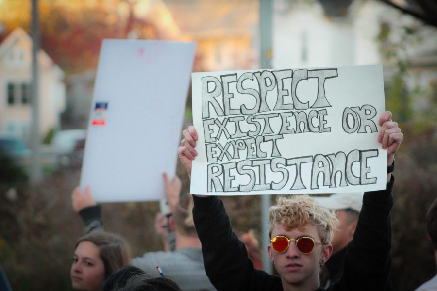 A sign displaying Respect existence or expect resistance 