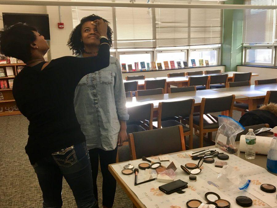 Jade Merriwether 17 gets her makeup done by The View makeup artist Karen Dupiche shortly before her interview.