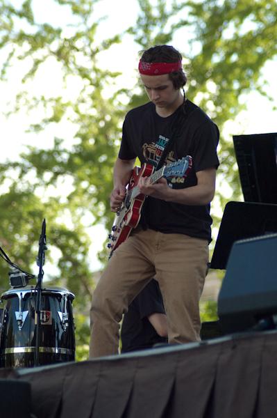 Playing in the United Jazz Ensemble, Daniel Burgess 18 solos on the guitar for the Iowa City Jazz Festival on June 30. 