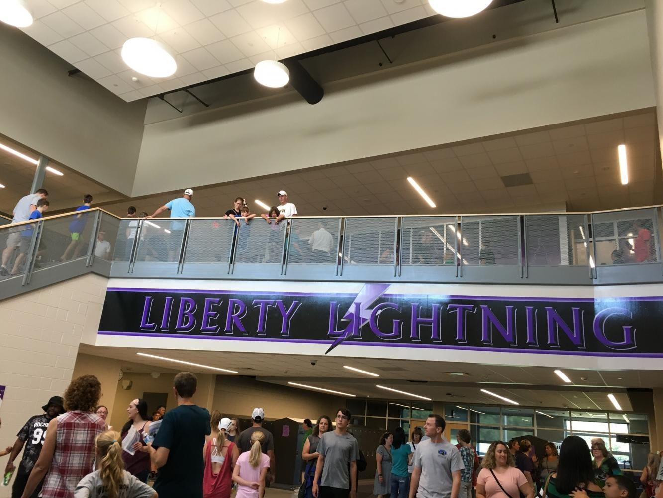 Liberty High School is a $75 million complex  designed by Des Moines SVPA Architects Inc. and built by Iowa Citys McComas-Lacina Construction. 