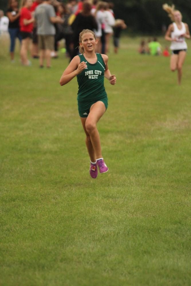 Lucy Westemeyer '21 competes in her first varsity meet. She placed 21st with a time of 22:42.