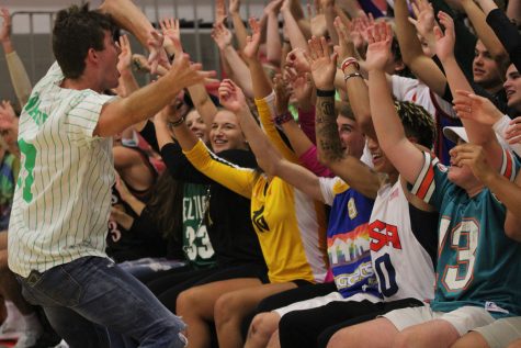 Austin Geasland 18 leads the rollercoaster during halftime on Tuesday, Sept. 5. 