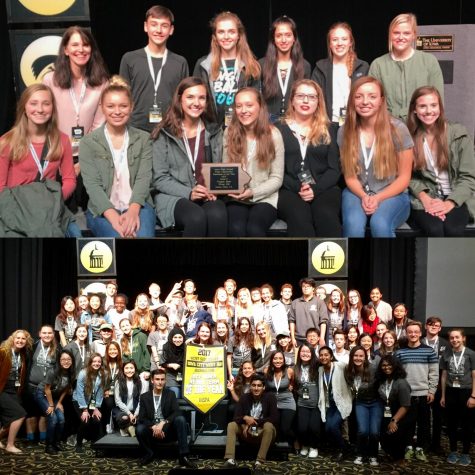 Above: The 2017-2018 Trojan Epic staff. Below: The 2017-2018 West Side Story staff.