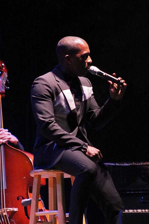 Speaking to the audience, Leslie Odom Jr. talks about his time being in Hamilton, and his decision to leave after a year to pursue opportunities in film and music.