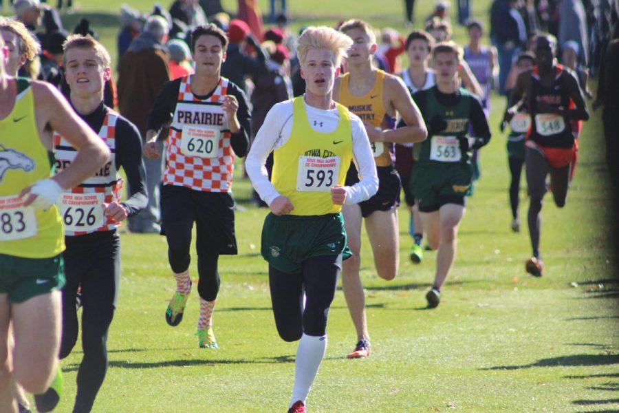 Ethan Goers '18 runs his last cross country meet for West. He placed 60th with a time of 16:49 on Saturday, Oct. 28.