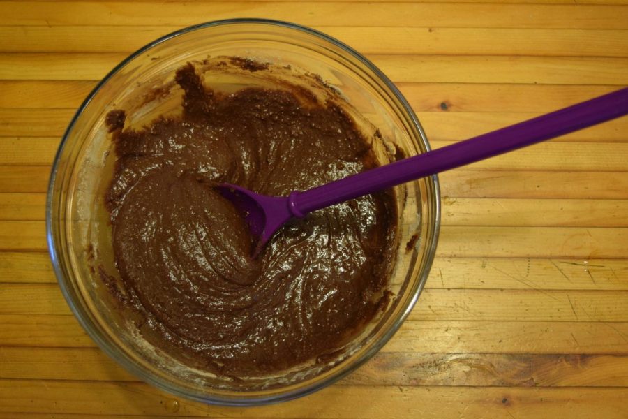 Brownie mixture is ready to be cooked.