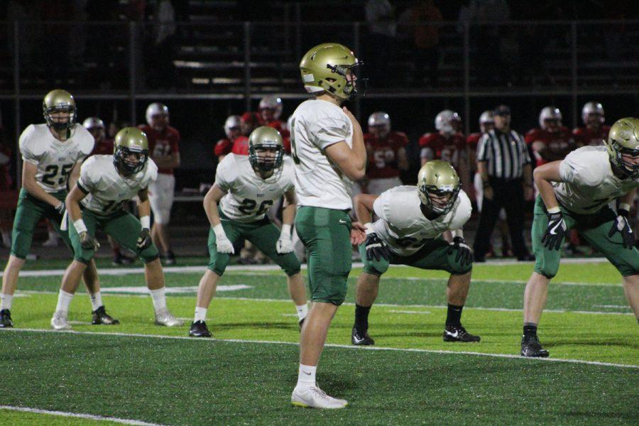 Lucas Karwal '18 gets ready to kickoff at the beginning of the game on Friday, Oct. 20.