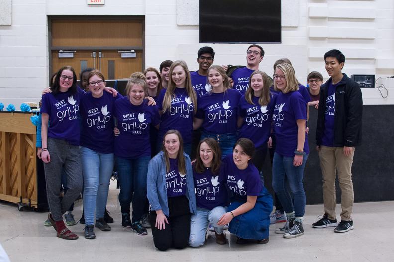 West's Girl Up club members pose for a photo after their first fundraiser on Dec. 8 in the cafeteria. The club raised well over $1,000 for girls programs in need of assistance. 