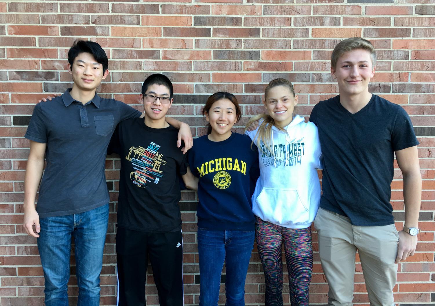 From left: Lien Zhu '18, Yangtian Shangguan '19, Wingel Xue '18, Colleen Bloeser '18 and Quinn Baker '18. Not pictured: Steven Yuan '19.
