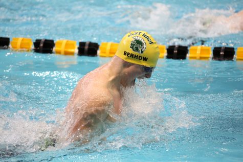 Ben Berhow 18 competes in the 100-meter breaststroke race at the Iowa High School State Swim Meet. He placed 13th overall with a time of 1:00.38 on Saturday, Feb. 10. When asked what it was like swimming at the Campus Recreation Wellness Center (CRWC), Berhow said, “It was amazing to get to swim in a pool that has had so many swimming legends. Olympians and NCAA champions have been in that water before and its humbling to get to share it with them.” 