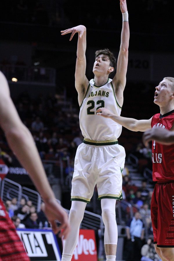 Patrick McCaffery '19 takes a shot during the first half of the game on Friday, March 9.