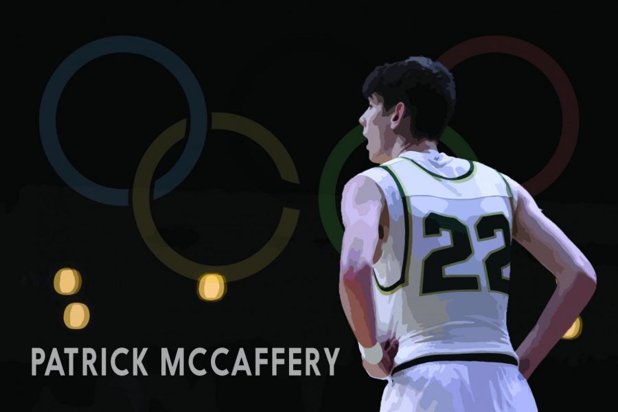 Patrick McCaffery '19 stands during the Iowa High School State Basketball Tournament on  