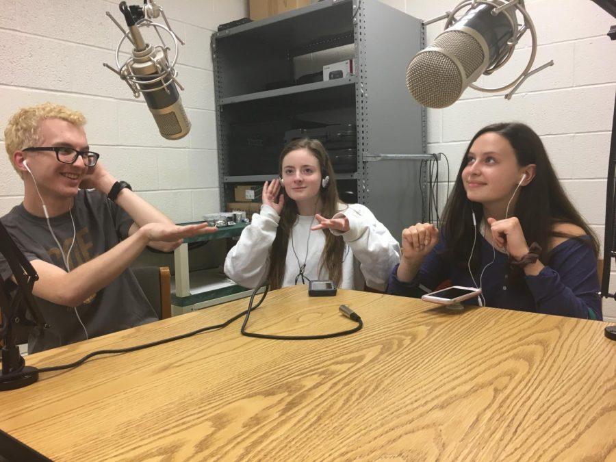 Luke Reynolds 18, Jessica Doyle 19 and Natalie Dunlap 20 listen to music in the podcast lab. In this episode, the trio attempt to guess  popular songs. 