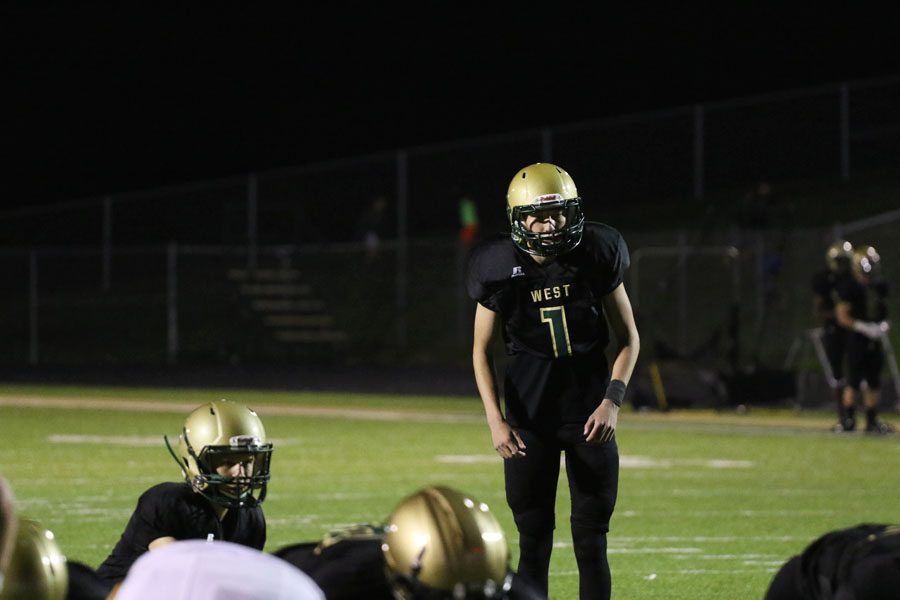 Josh Jasek '19 prepares to kick a field goal during the second half on Friday, Sept. 7.