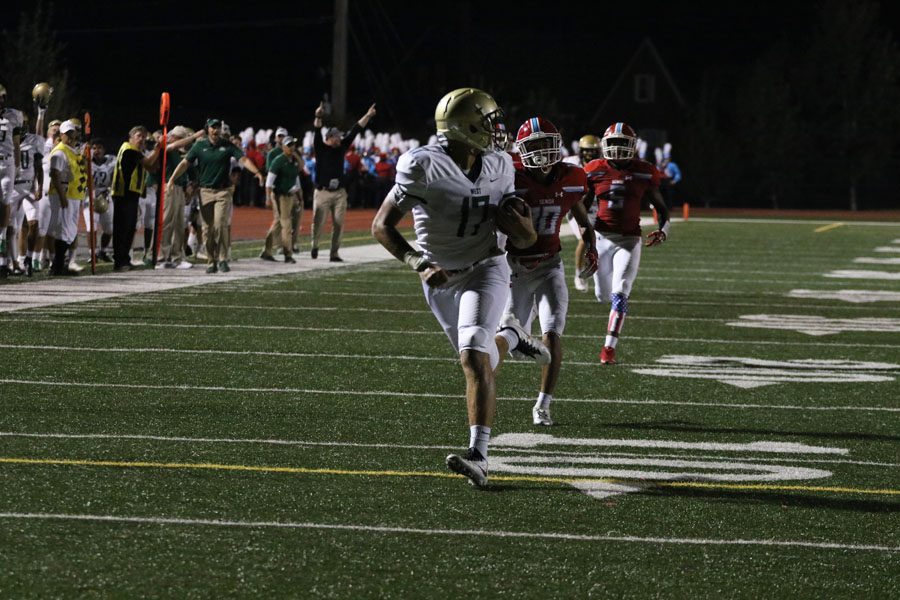 Jalen Gaudet '19 scores a touchdown during the second quarter on Friday, Sept. 14.