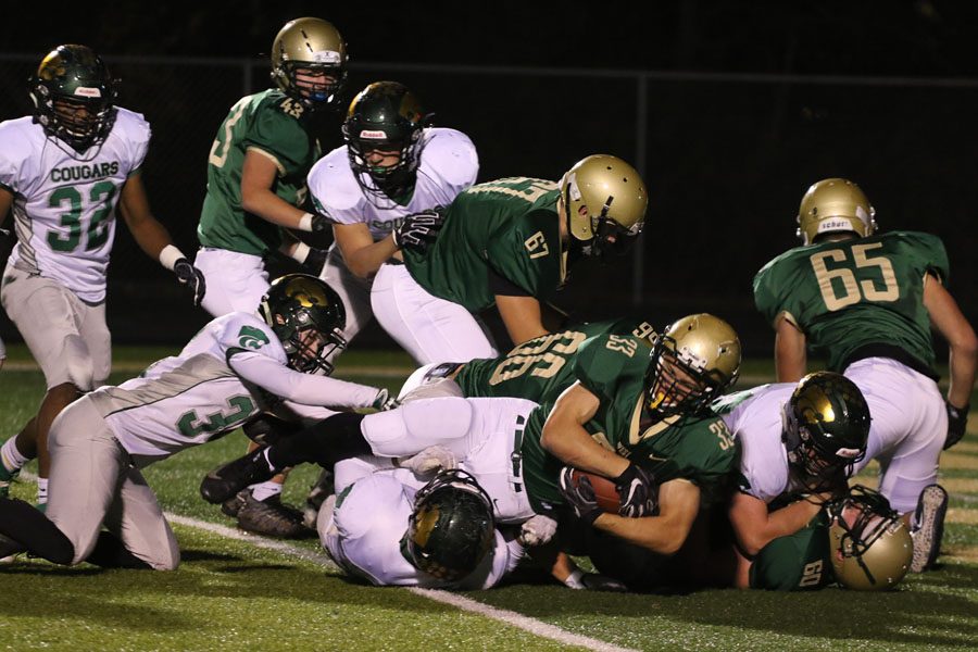 Will Hoeft '20 dives into the end zone to score the first touchdown of the night on Friday, Oct. 26.