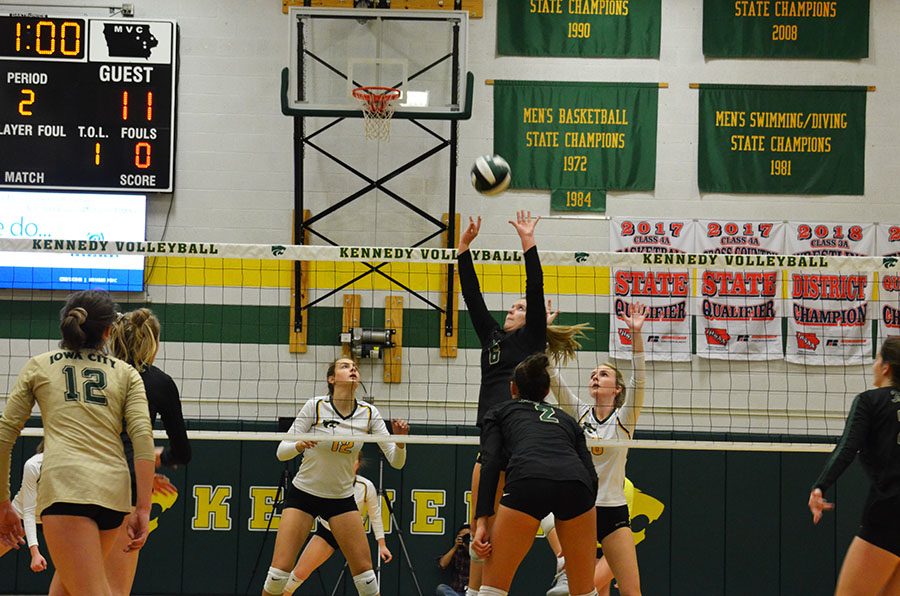 Setter, Rylee Fay '20 gets ready for a setter dump on Wednesday, Oct. 17.
