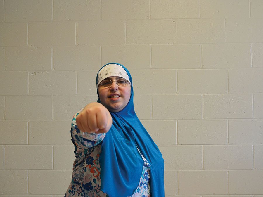 Hafiza El-Zein 19 shows off her taekwondo moves. 