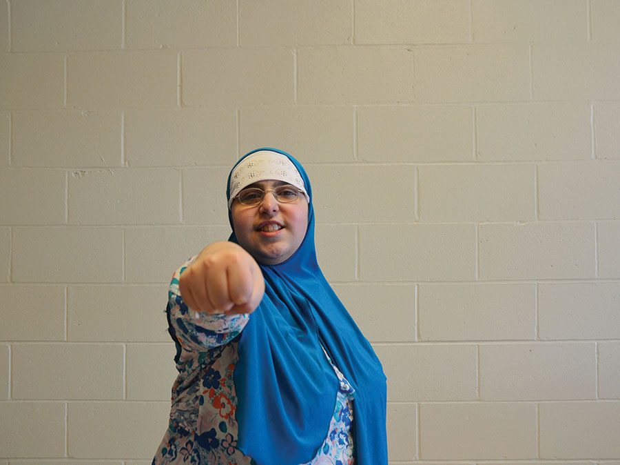 Hafiza El-Zein '19 shows off her taekwondo moves. 