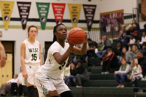 Matayia Tellis 21 stands at the free throw line as she adds two more points to Wests score during the second half on Friday, Jan. 4.