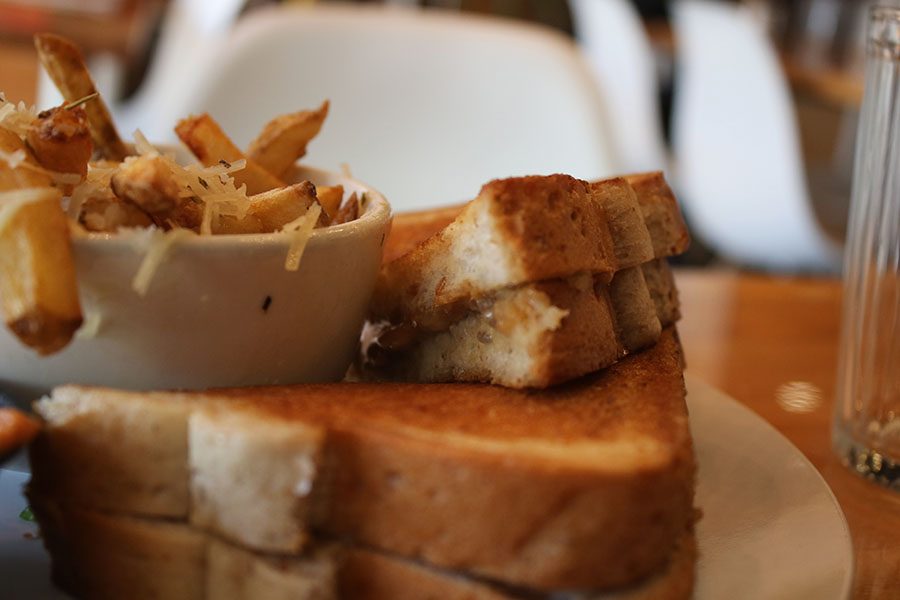 The warm grilled peanut butter and jam sandwich served with garlic fries on Saturday, Jan. 5.