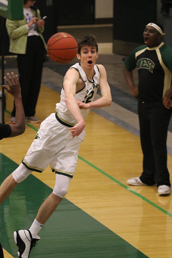 Patrick McCaffery 19 saves the ball from going out of bounds during the second half on Friday, Jan. 25.