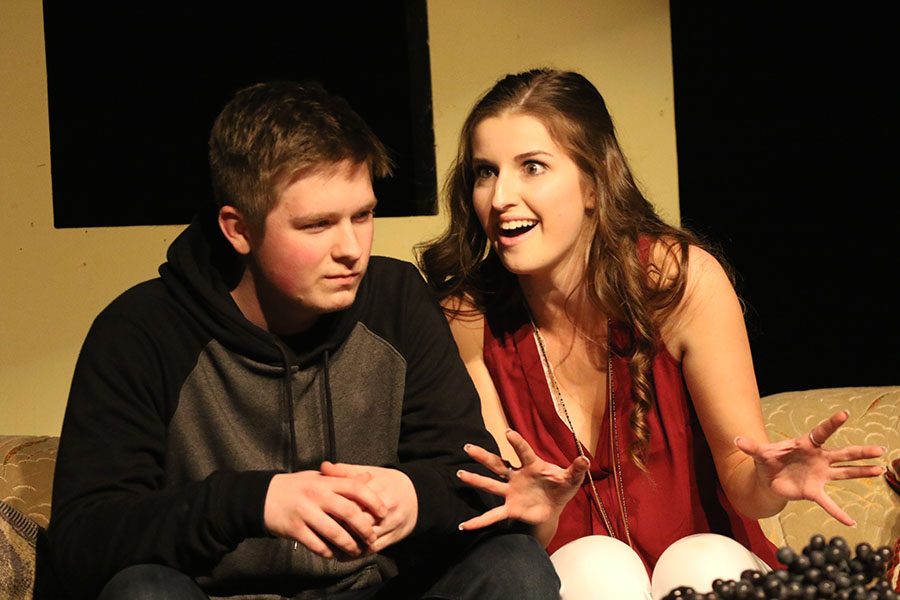 Leah Rietz 20 plays Ashley with Jack Hinnman 20 as Todd during Its not you, its me on Thursday, Jan. 10.