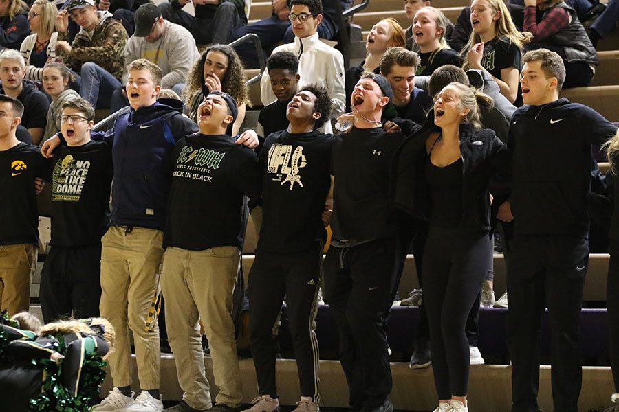 The student section cheers during the second half of the game on Tuesday, Feb. 26.