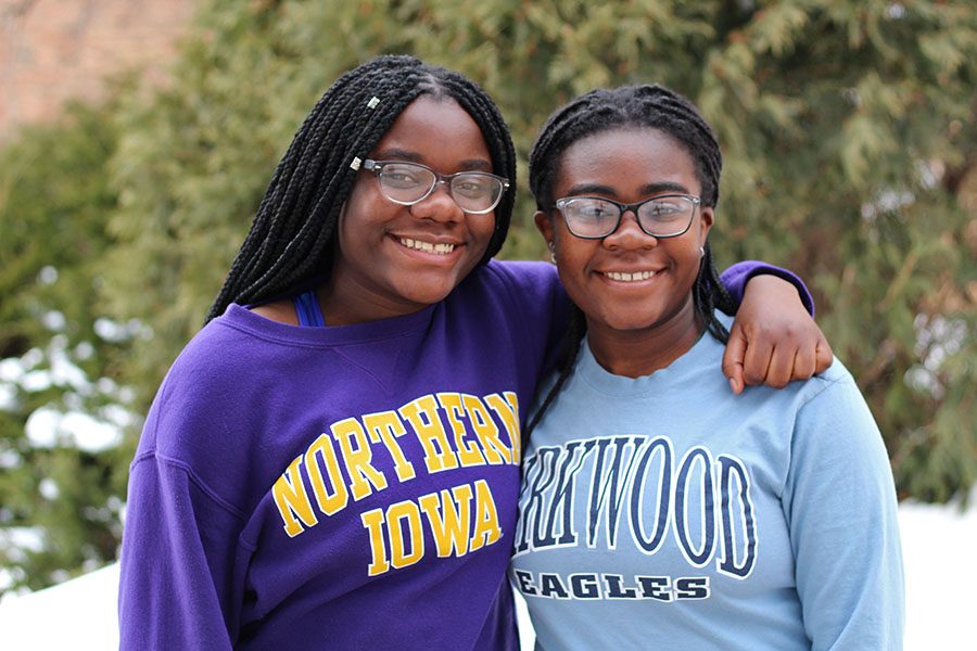Sisters Mami Selemani ’20 and Jacqueline Selemani ’19 pose together in the West High courtyard. They moved to the United States in 2007 from Africa.