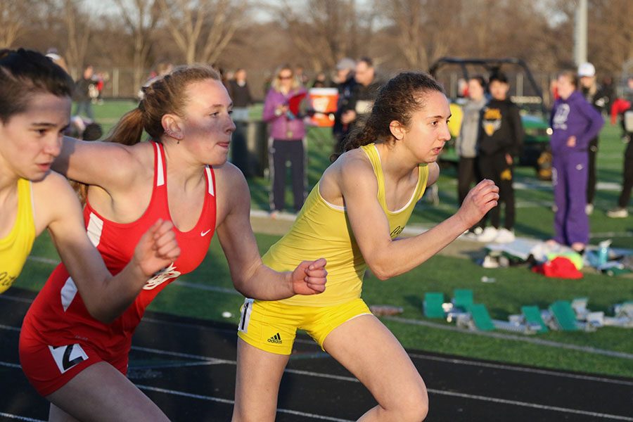Deniz Ince 19 reacts to the gun at the start of the 800 meter run on Tuesday, March 26. Ince won with a time of 2:22.64.