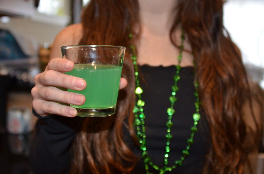 Once finished mixing the lemonade, 7-Up and food coloring, the lemonade is ready to be served. 