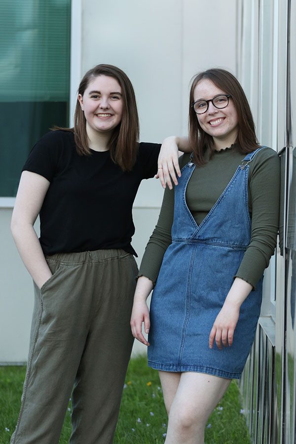 Sophie Stephens 19 and Maddi Shinall 19 sport their casual outfits together. Both show off the same green color throughout both outfits on Sunday, May 5.