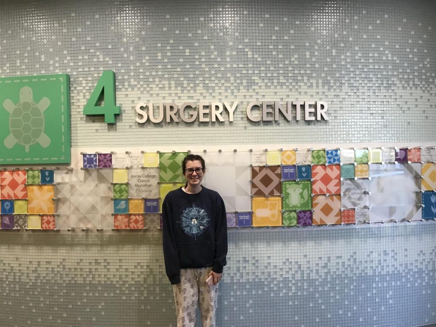 DeGrazia poses at the Stead Family Childrens Hospital before her surgery. 