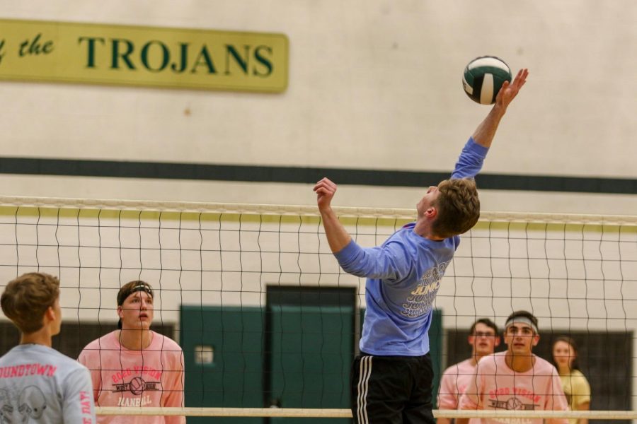 Sean Harken '21 reaches for a hit during West High's annual man ball game on Oct. 3rd. 