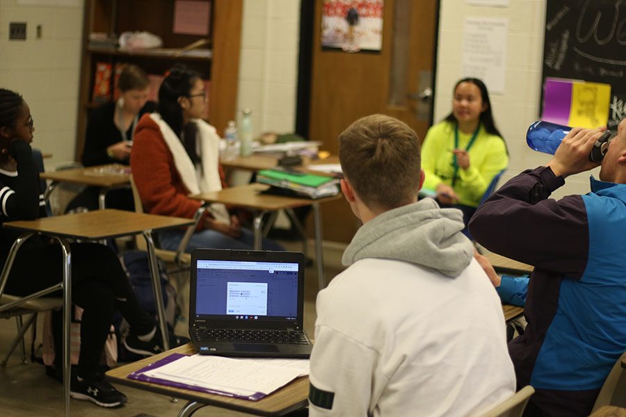 Food for All club leader Tate Crane '20 and club members plan the future of West High's welcome center on Oct. 31.