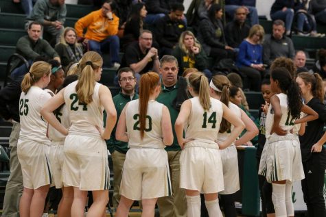 BJ Mayer talks to his team during a timeout against Cascade on Nov. 22. 