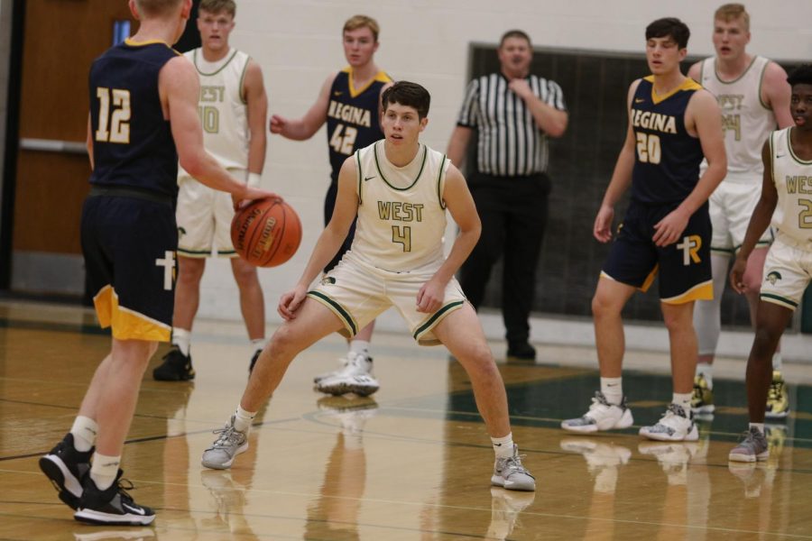 Charlie Morland '20 settles in on defense during a scrimmage against Regina on Nov. 30. 