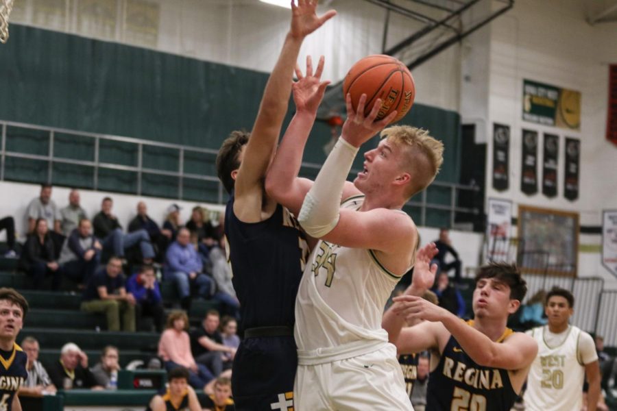 Even Brauns '20 goes up for a layup during a scrimmage against Regina on Nov. 30. 